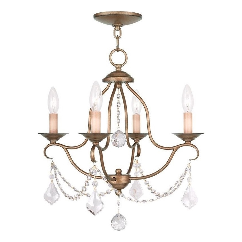 Beaumont Lane 4 Light Mini Chandelier in Antique Gold Leaf