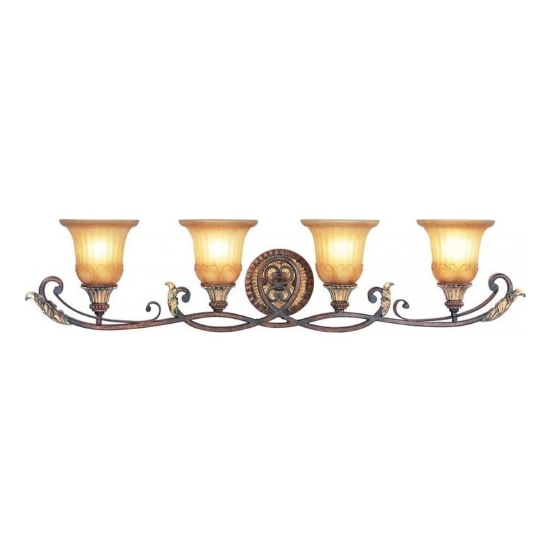 Beaumont Lane 4 Light Bath Light in Verona Bronze and Aged Gold Leaf