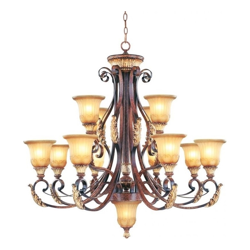 Beaumont Lane 12 Light Chandelier in Verona Bronze and Aged Gold Leaf