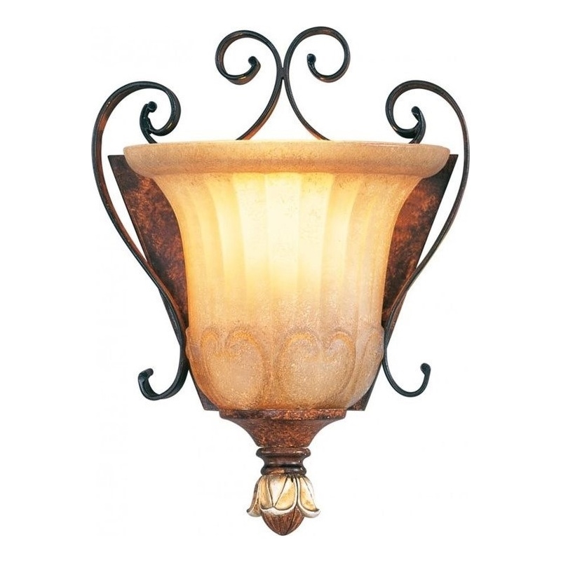 Beaumont Lane Wall Sconce in Verona Bronze with Aged Gold Leaf Accents