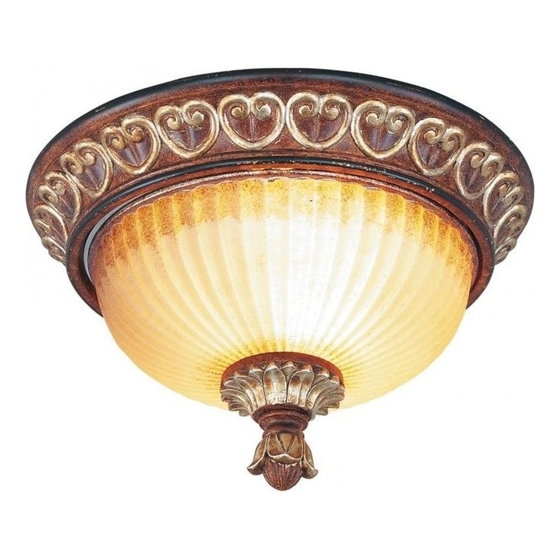 Beaumont Lane 2 Light Ceiling Mount in Bronze and Aged Gold Leaf