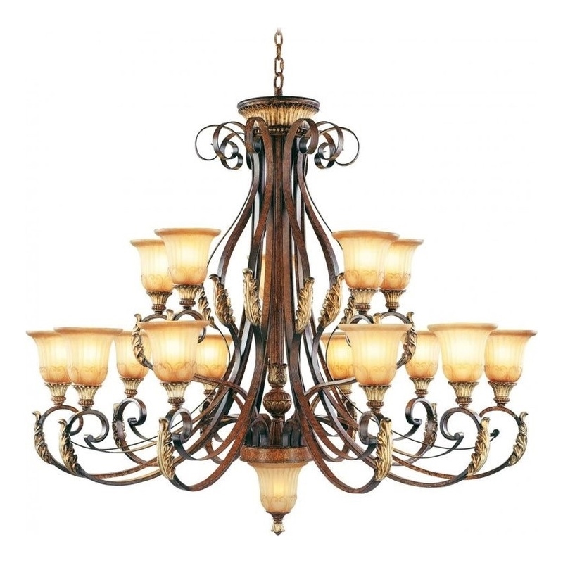 Beaumont Lane 15 Light Chandelier in Verona Bronze and Aged Gold Leaf