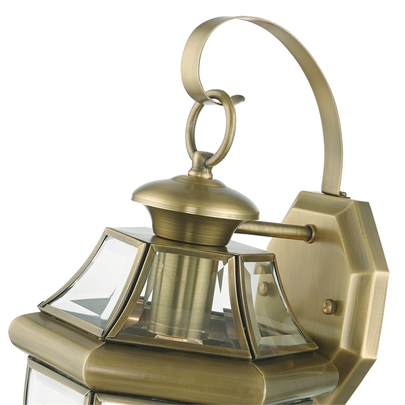 Beaumont Lane Outdoor Wall Lantern in Antique Brass