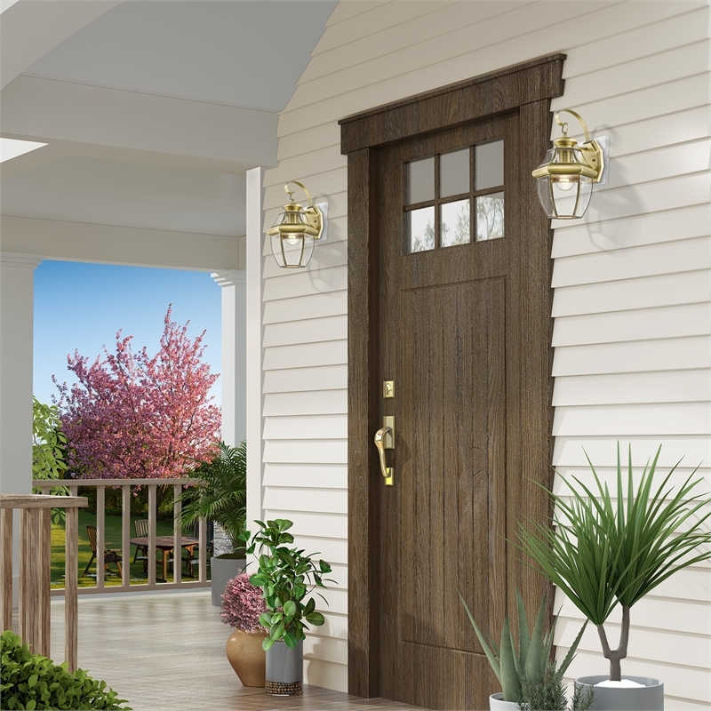 Beaumont Lane Outdoor Wall Lantern in Antique Brass