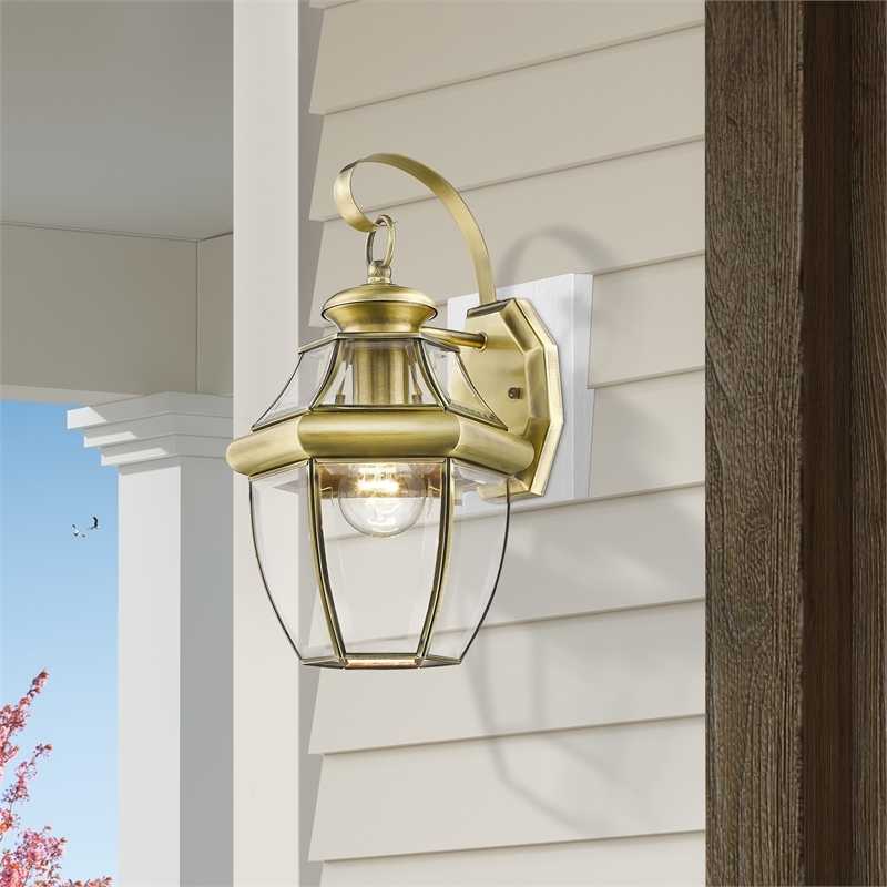 Beaumont Lane Outdoor Wall Lantern in Antique Brass