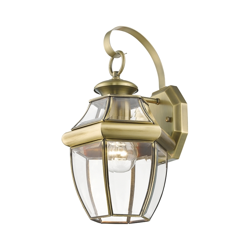 Beaumont Lane Outdoor Wall Lantern in Antique Brass