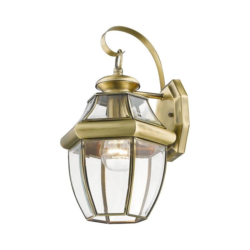 Beaumont Lane Outdoor Wall Lantern in Antique Brass