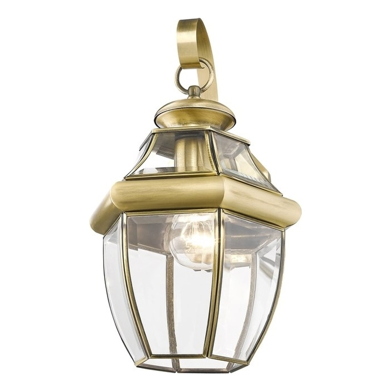 Beaumont Lane Outdoor Wall Lantern in Antique Brass