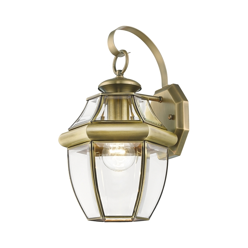 Beaumont Lane Outdoor Wall Lantern in Antique Brass