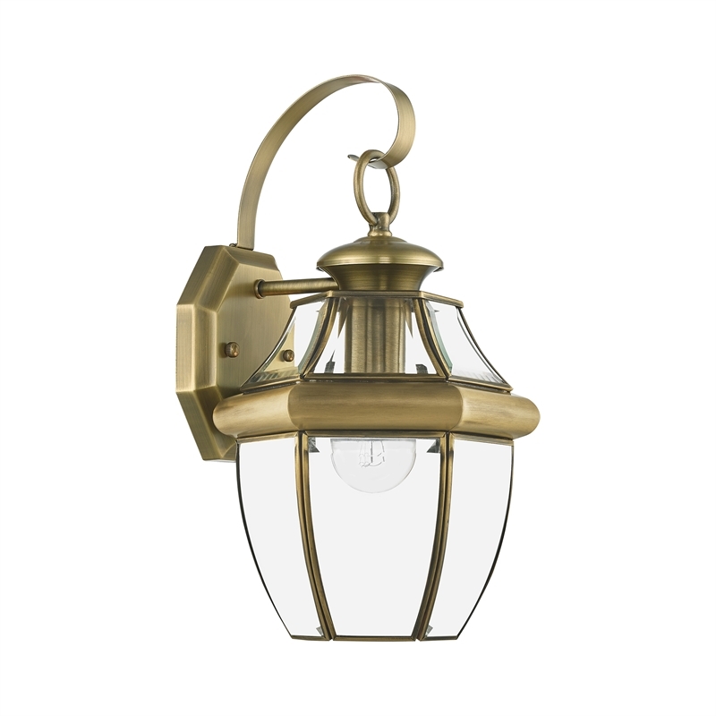 Beaumont Lane Outdoor Wall Lantern in Antique Brass