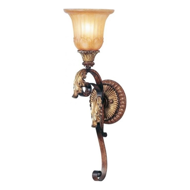 Beaumont Lane Wall Sconce in Verona Bronze with Aged Gold Leaf Accents