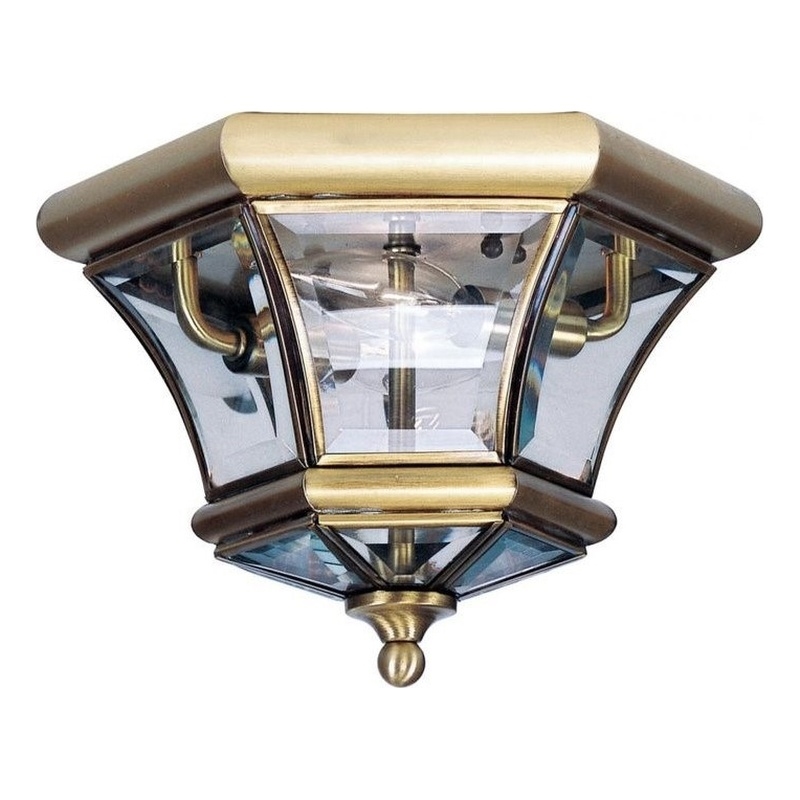 Beaumont Lane 2 Light Ceiling Mount in Antique Brass