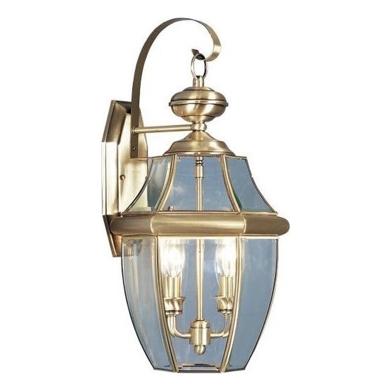 Beaumont Lane 2 Light Outdoor Wall Lantern in Antique Brass