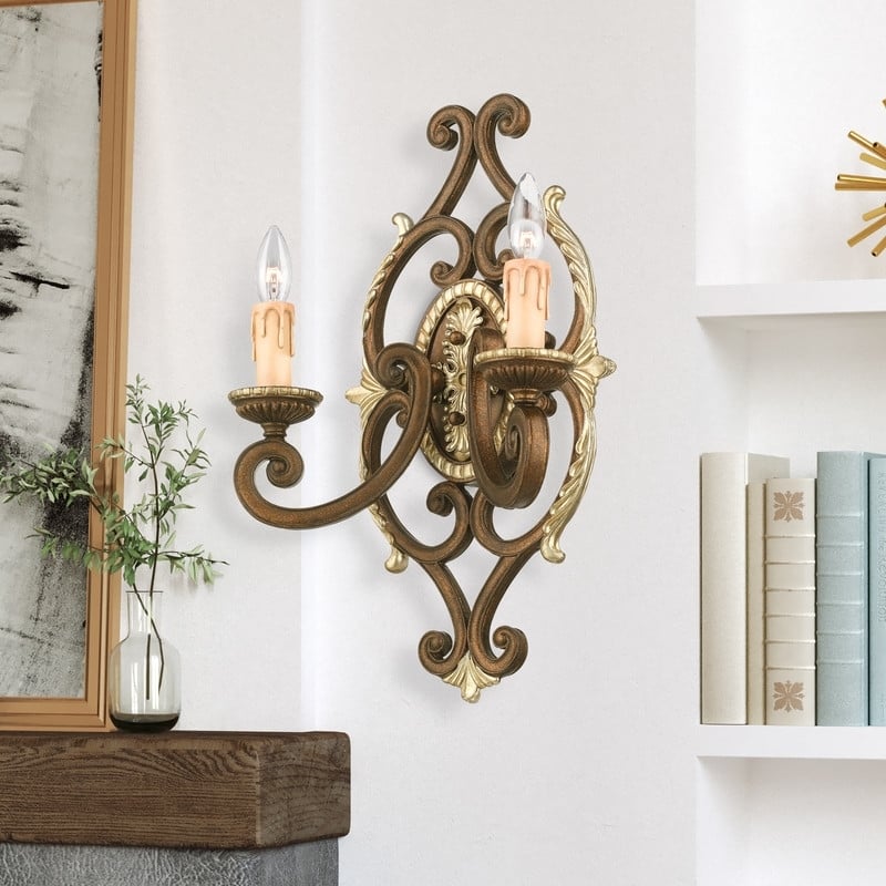 Beaumont Lane 2 Light Wall Sconce in Bronze and Gilded Accents