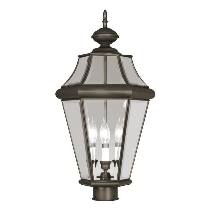 Beaumont Lane 3 Light Outdoor Post Head in Bronze