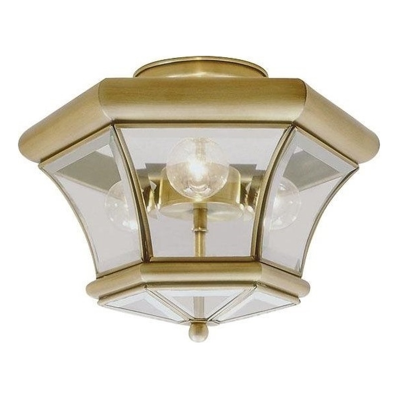 Beaumont Lane 3 Light Ceiling Mount in Antique Brass