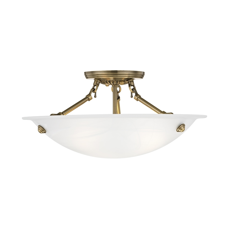 Beaumont Lane 3 Light Ceiling Mount in Antique Brass