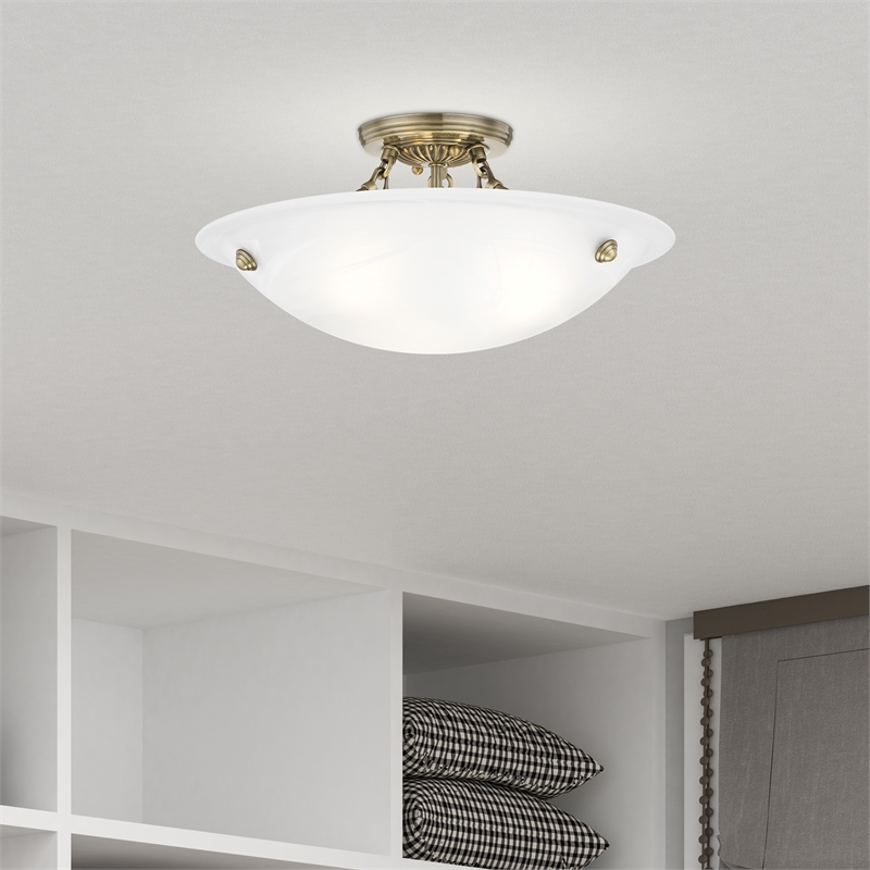 Beaumont Lane 3 Light Ceiling Mount in Antique Brass