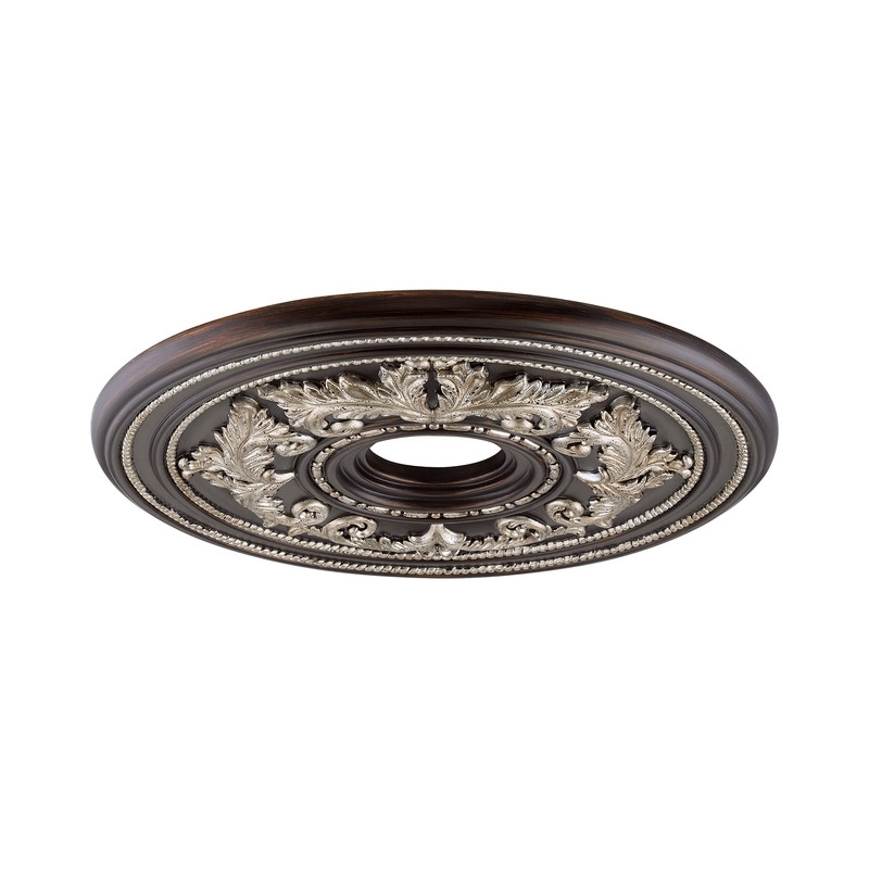 Beaumont Lane Ceiling Medallion in Rubbed Bronze and Antique Silver