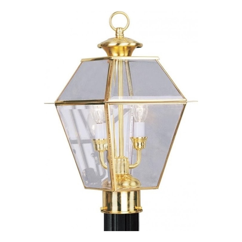 Beaumont Lane 2 Light Outdoor Post Head in Polished Brass
