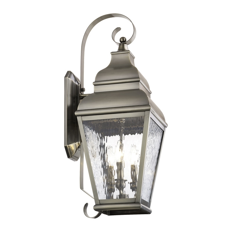 Beaumont Lane 3 Light Outdoor Wall Lantern in Vintage Pewter