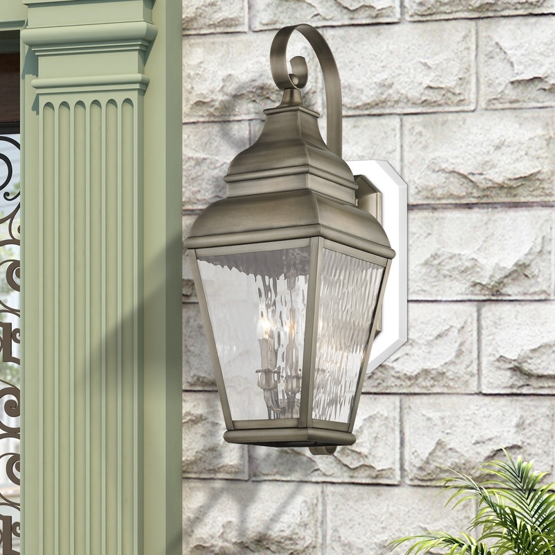 Beaumont Lane 3 Light Outdoor Wall Lantern in Vintage Pewter