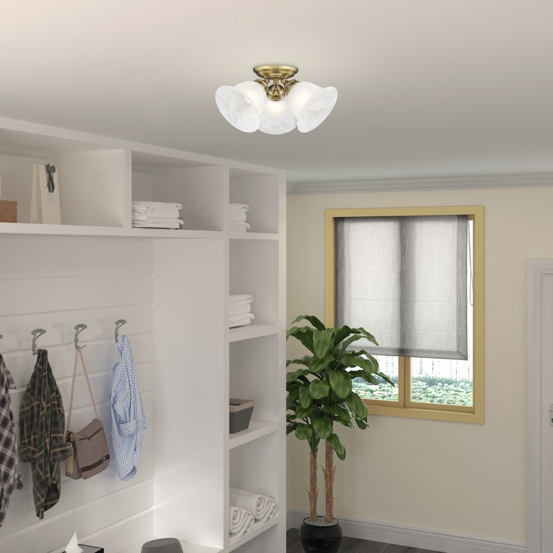 Beaumont Lane 3 Light Ceiling Mount in Antique Brass