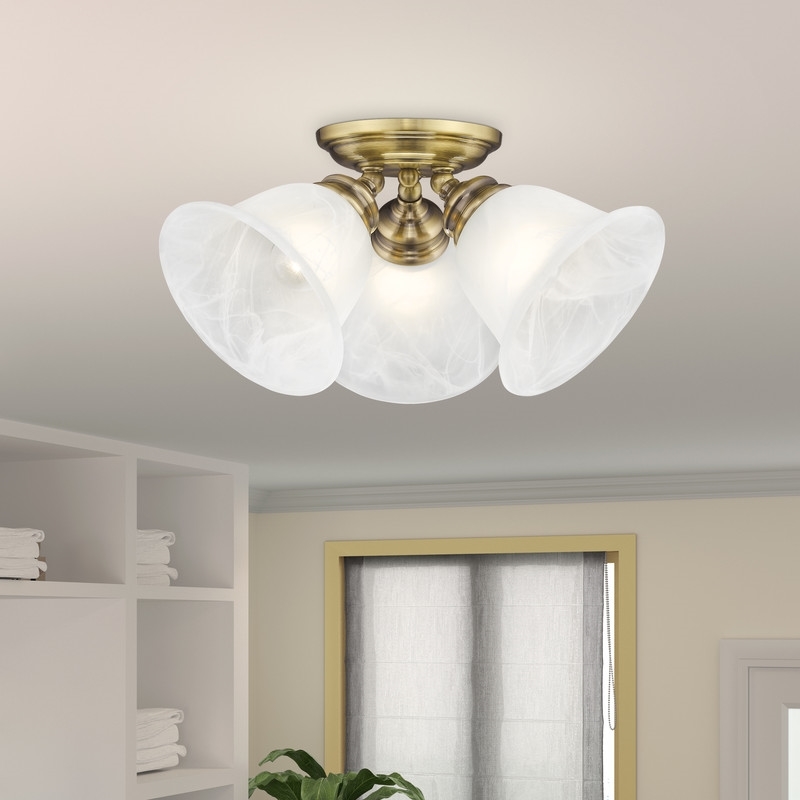Beaumont Lane 3 Light Ceiling Mount in Antique Brass