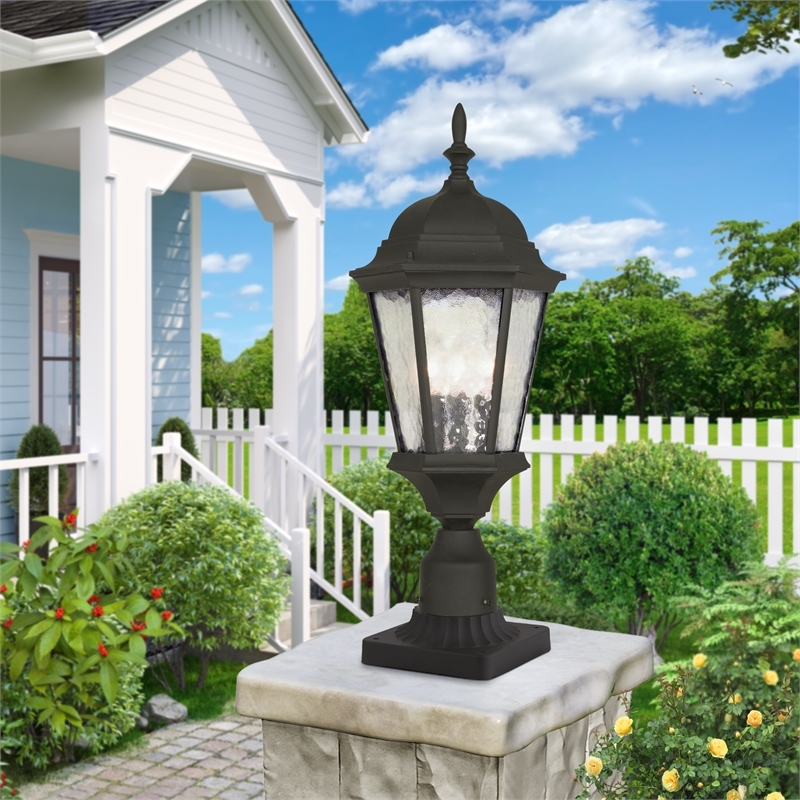 Beaumont Lane 3 Light Outdoor Post Top Lantern in Textured Black