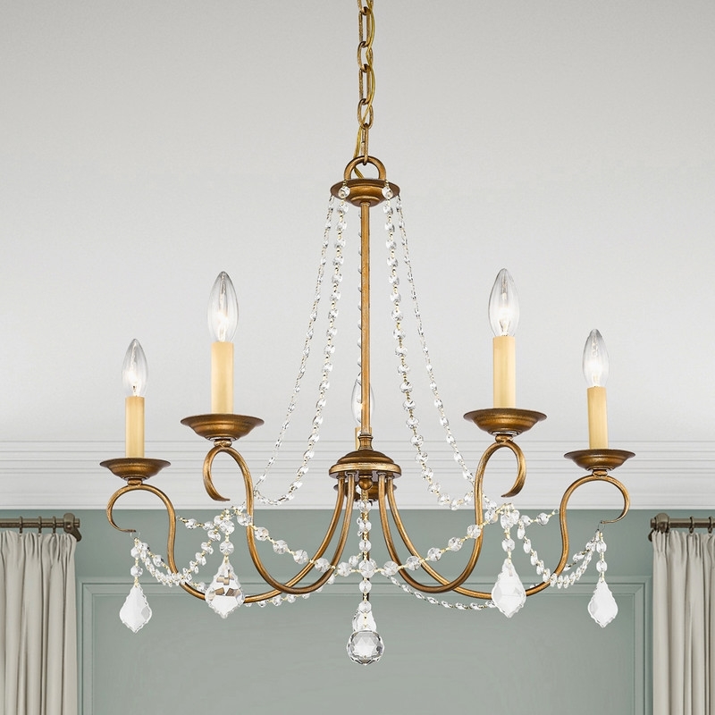 Beaumont Lane 5 Light Chandelier in Antique Gold Leaf