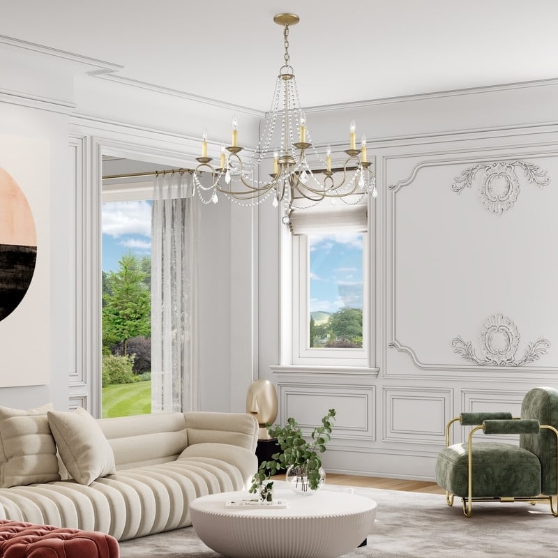 Beaumont Lane 8 Light Chandelier in Hand Painted Antique Silver Leaf