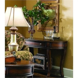 Beaumont Lane Cherry Veneer Clear Sofa Table Rectangular Traditional 52&quot Unassembled