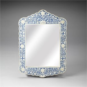 Beaumont Lane Wood Blue Wall Mirror Rectangular Distressed 28&quot x 20&quot