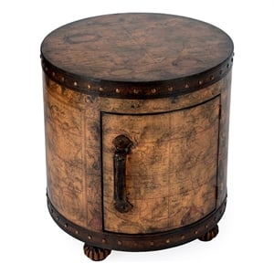 Beaumont Lane Wood Brown End Table Round 22&quot Assembled