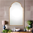 Beaumont Lane Antique Arch Metal Wall Mirror in Gold