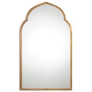 Beaumont Lane Antique Arch Metal Wall Mirror in Gold