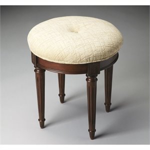 Beaumont Lane Hardwood Plantation Cherry Vanity Stool Square Upholstered 18.75&quot Unassembled