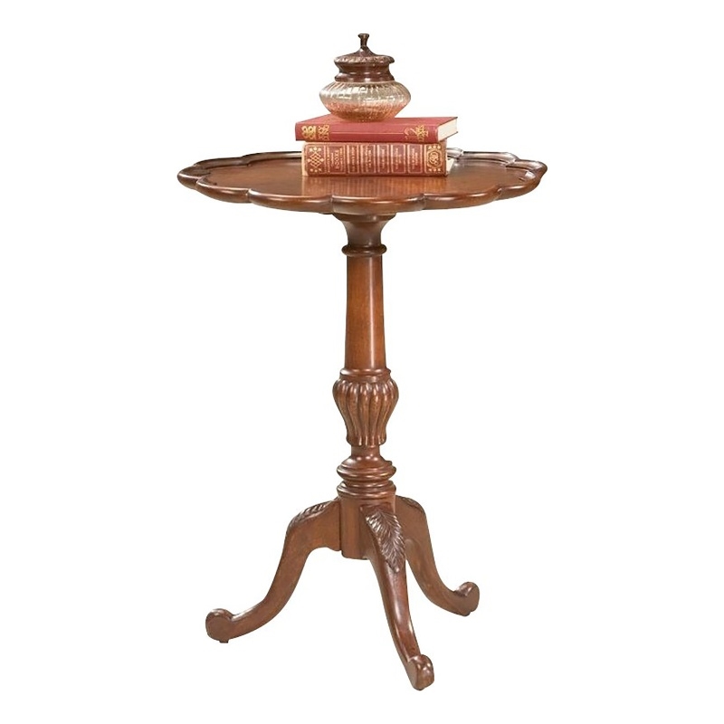 Beaumont Lane Wood Cherry Pedestal Table Round Hand-Carved 26