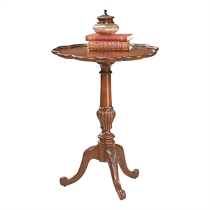 Beaumont Lane Wood Cherry Pedestal Table Round Hand-Carved 26&quot x 20&quot x 20&quot Unassembled
