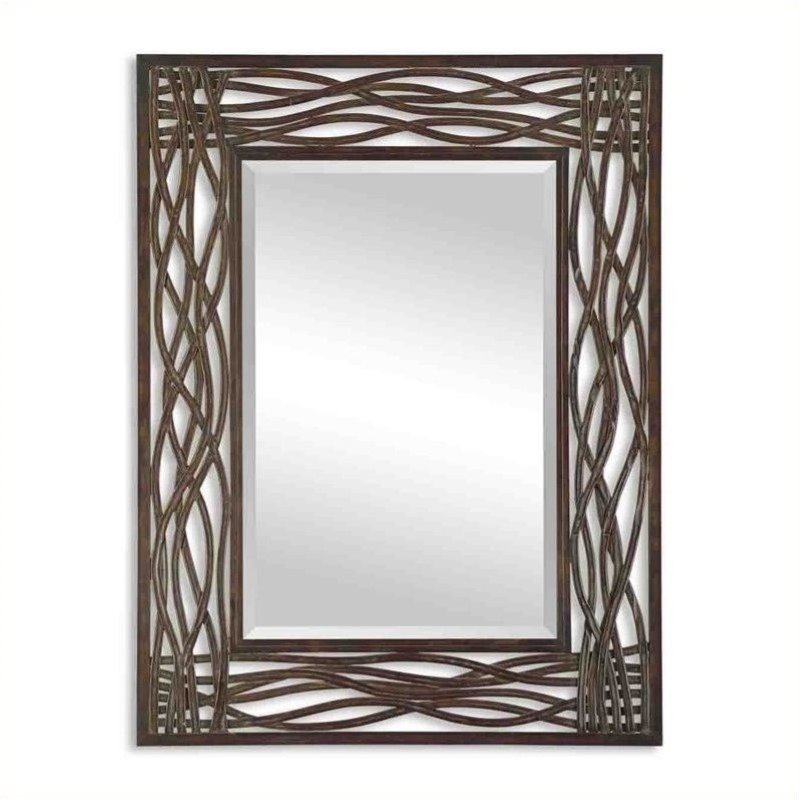 Beaumont Lane Metal Mirror in Distressed Mocha Brown