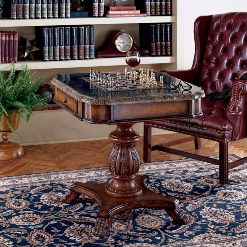 Beaumont Lane Wood Brown Game Table Circular Reversible 31
