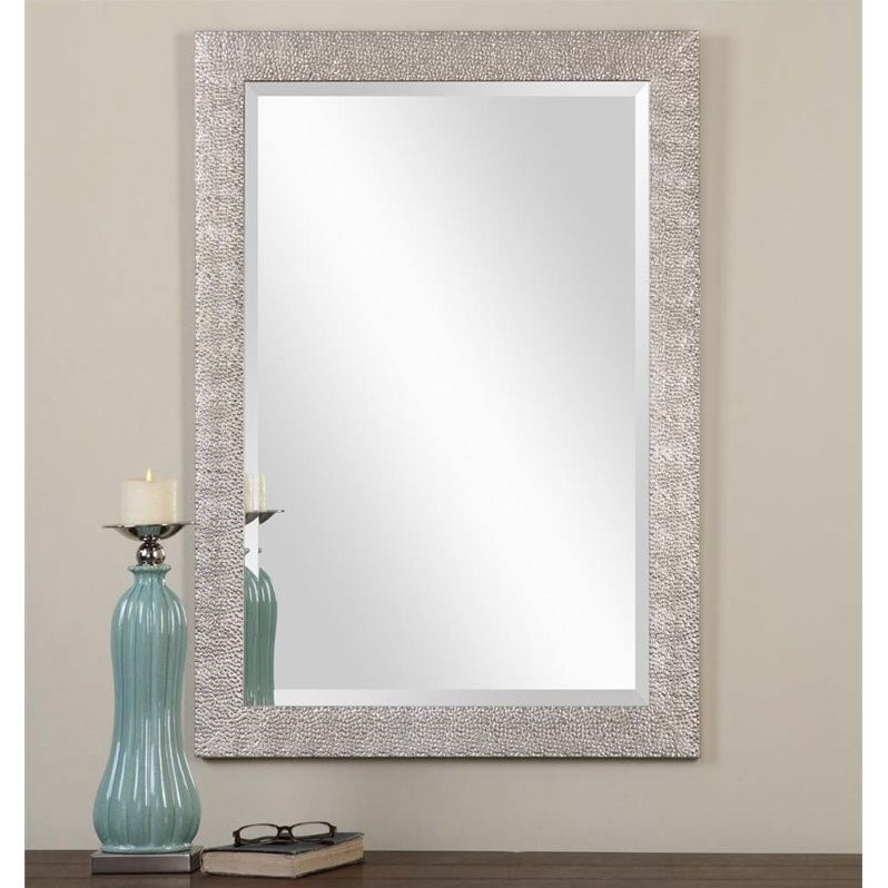 Beaumont Lane Pinewood Antiqued Silver Mirror Rectangular Textured Profile 41
