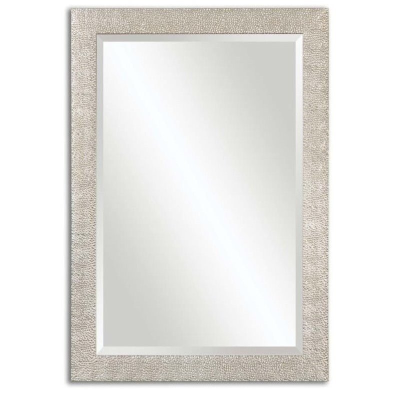 Beaumont Lane Pinewood Antiqued Silver Mirror Rectangular Textured Profile 41