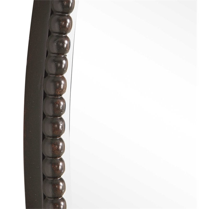 Beaumont Lane Beaded Metal Oval Wall Mirror in Light Distressed Bronze