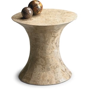 Beaumont Lane Oval Fossil Stone Side Table in Heritage Finish
