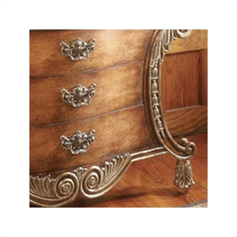 Beaumont Lane 3 Drawer Wood Accent Chest with Brass and Fossil Stone Top
