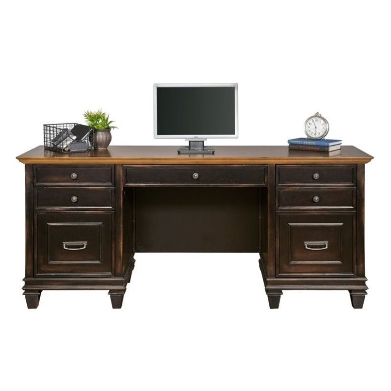Beaumont Lane Wood Black Credenza Rectangular Distressed 69.5