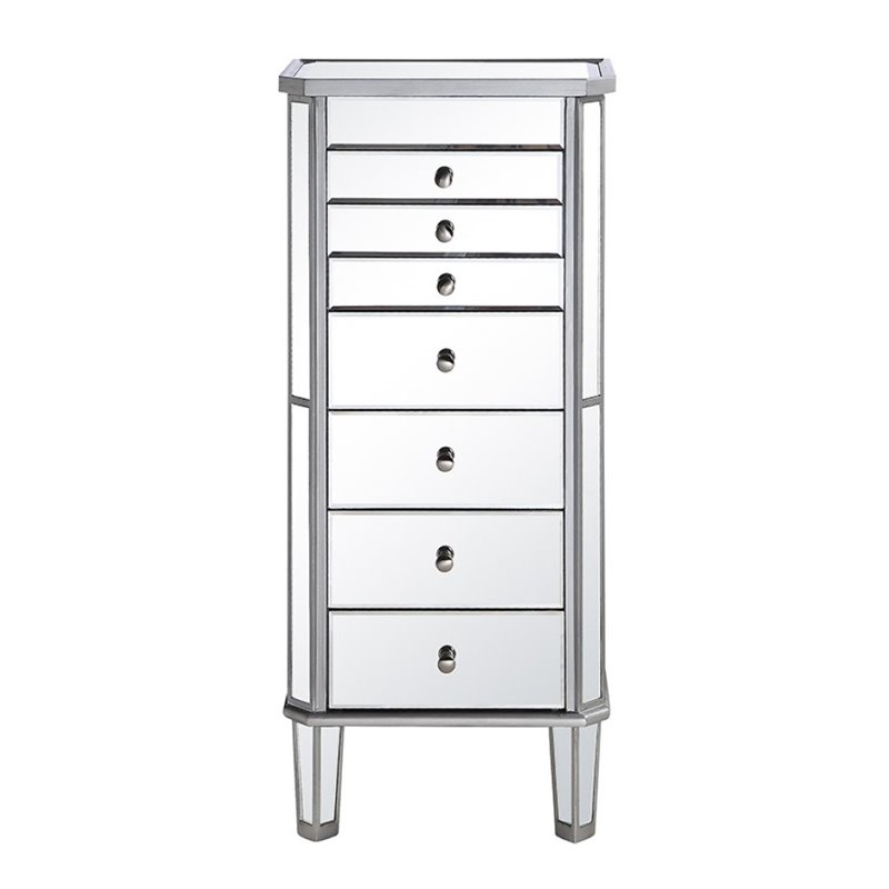 Beaumont Lane Mirrored Silver Jewelry Armoire Unassembled