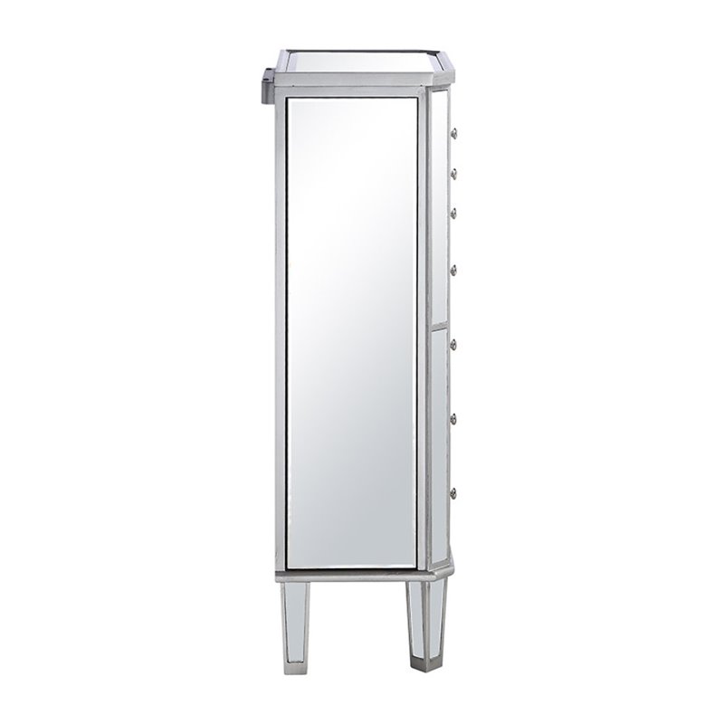 Beaumont Lane Mirrored Silver Jewelry Armoire Unassembled
