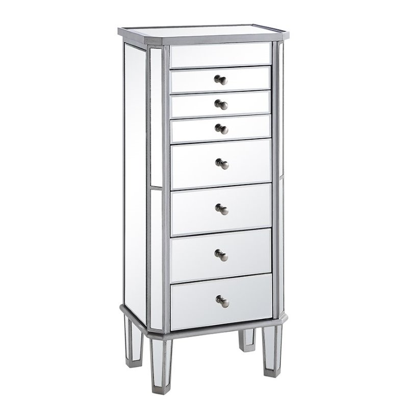 Beaumont Lane Mirrored Silver Jewelry Armoire Unassembled